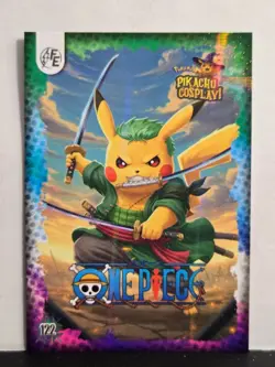 CASE HIT!!! ONE PIECE POKEMON COLLABORATION PIKACHU RORONOA ZORO HOLOFOIL - Image 1