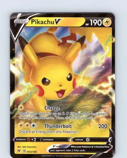 Pokemon TCG Pikachu V SWSH Vivid Voltage 034/185 Ultra Holo Rare Card NM - Image 1