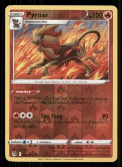 Pyroar SWSH11: Lost Origin #029/196 Rare Reverse Holo Pokemon LP - Image 1