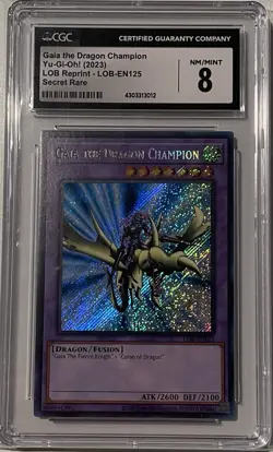 Gaia The Dragon Champion Yu-Gi-Oh (2023) LOB Reprint - LOB-EN125 SR CGC 8 - Image 1