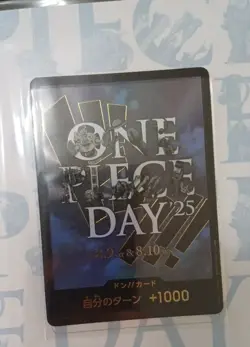 One piece Day 2025 Promo Card Premium Collection Luffy P-110 Loki - In Hand - Image 3
