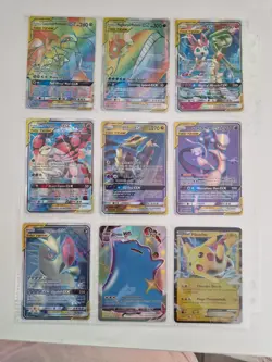 Pokemon GX/VMAX Holo Bundle (9 Cards) Tag Team & Rainbow (PRXY Fan Display) - Image 1