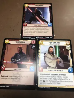 Star Wars Unlimited Qui-Gon Jinn and Darth Maul x2 JUMBO CARD Bundle - Image 1