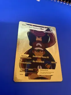 2024 Pokemon Gold Foil Fan Art Card Ash Ketchum VMax 5000000 Basic - Image 4