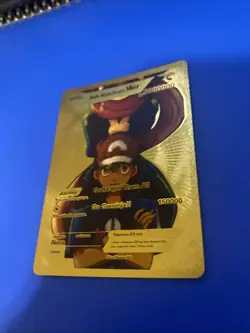 2024 Pokemon Gold Foil Fan Art Card Ash Ketchum VMax 5000000 Basic - Image 5