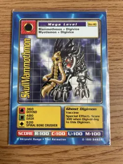 Digimon Skullmammothmon Bo-40 Bandai 1999 NM Card - Image 3