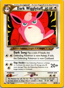 Dark Wigglytuff 40/105 Neo Destiny Near Mint Non-Holo Pokemon Vintage - Image 1