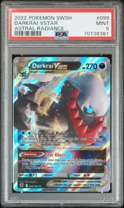 2022 POKEMON SWORD & SHIELD ASTRAL RADIANCE #099 DARKRAI VSTAR PSA 9 - Image 1