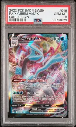 2022 POKEMON SWORD & SHIELD LOST ORIGIN #049 FA/KYUREM VMAX LOST ORIGIN PSA 10 - Image 1