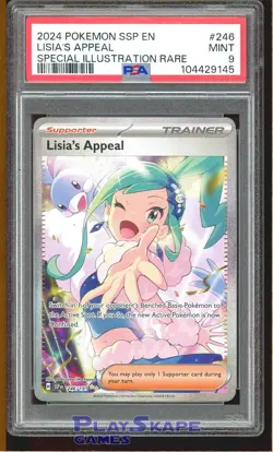 Pokemon Card PSA 9 Lisia's Appeal SIR 246/191 Surging Sparks FA Graded Rare 2024 - Image 1