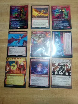 9 Card MTG Lot 3 Mythics 3 Rares 3 Uncommons Mint Full Art Foils Magic - Image 1