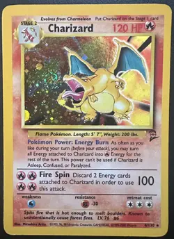 🔥🌀 Charizard 4/130 Base Set 2 SWIRL - LP - Pokemon Card - Rare WOTC 2000 🌀🔥 - Image 1