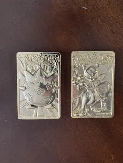 Mewtwo and Togepi Burger King Pokemon 23K Gold Plated Cards - Image 1