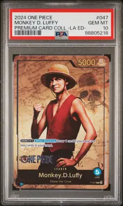 PSA10 Gem Mint Monkey D Luffy P-047 Premium Card Collection Live One Piece Promo - Image 1
