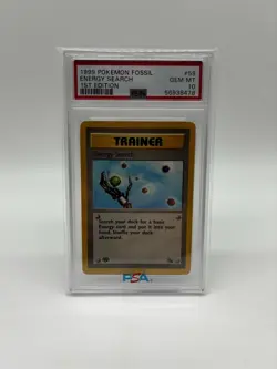 Pokemon Card - Energy Search 59/62 - Fossil 1st Edition - PSA 10 - Vom Handler - Image 1