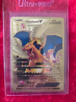Pokemon Charizard V Gold Foil Fan Art Collector Card - 508 HP - 26/43 - Image 1