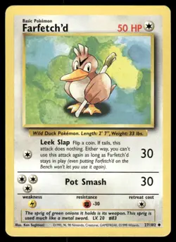 Pokemon Cards Farfetch'd 27/102 UNLIMITED Base Set WOTC Uncommon NM - Image 1