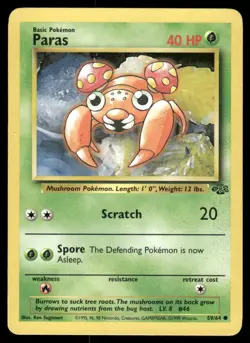 Pokemon Cards Paras 59/64 UNLIMITED Jungle WOTC Common NM - Image 1