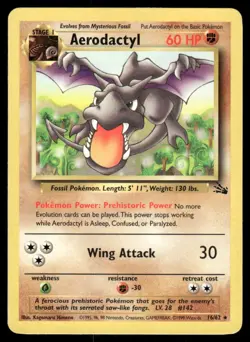 Pokemon Cards Aerodactyl 16/62 UNLIMITED Fossil WOTC Rare NM - Image 1