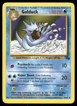 Pokemon Cards Golduck 35/62 UNLIMITED Fossil Uncommon LP - Image 1