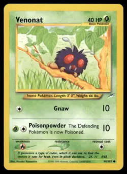 Pokemon Cards Venonat 90/105 UNLIMITED Neo Destiny WOTC Common NM - Image 1