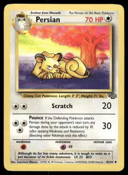 Pokemon Cards Persian 42/64 UNLIMITED Jungle WOTC Uncommon LP - Image 1
