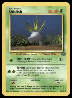 Pokemon Cards Oddish 58/64 UNLIMITED Jungle WOTC Common NM - Image 1