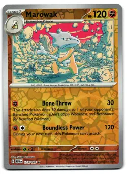 Marowak 105/165 - 151 Rare Pokemon TCG Reverse Holo - M/LP Card - Image 1