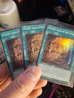 3x WANTED: Seeker of Sinful Spoils Super Rare RA03-EN074 Yu-Gi-Oh! - Image 1