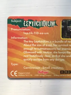 Walking with Beasts, Kellogg's 2001 3D Card, Leptictidium - Image 5