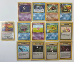 Pokemon TCG Fossil 1st Edition Card Lot (13) Common Uncommon Rare and Trainers - Image 1