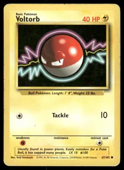 Pokemon Cards Voltorb 67/102 UNLIMITED Base Set WOTC Common MP - Image 1