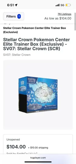 Pokemon TCG: Stellar Crown Pokemon Center Exclusive Elite Trainer Box ETB SEALED - Image 1