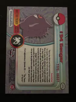 MINT 2000 Pokemon Topps Chrome Gengar Spectra #94 TV Animation Edition - Image 2