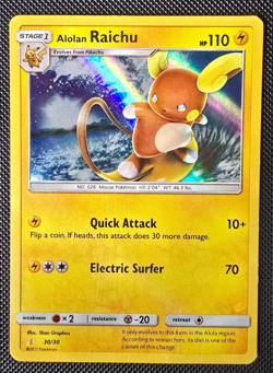 Pokemon Card - Alolan Raichu - SM Trainer Kit - Holo Rare - 30/30 - MP - Image 1