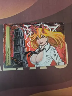 Hand-Painted MTG Command Tower Chainsaw Man Power Fan Art | Custom Alter BAZAYO - Image 1
