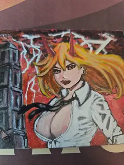 Hand-Painted MTG Command Tower Chainsaw Man Power Fan Art | Custom Alter BAZAYO - Image 2