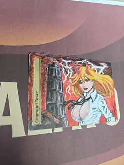 Hand-Painted MTG Command Tower Chainsaw Man Power Fan Art | Custom Alter BAZAYO - Image 4