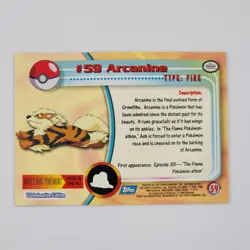 Pokemon TCG -Arcanine #59 - 1999 Topps TV Animation Edition Series 1 Card - Image 2