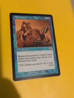 Attunement. Enchnantment rare MTG Card. Urza's Saga. Old Vintage wear to top - Image 3