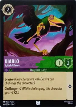 66/204 DIABLO SPITEFUL RAVEN EN7 UNCOMMON DISNEY LORCANA CARD - Image 1