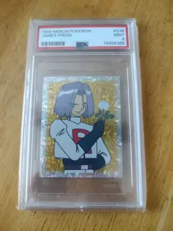 1999 Merlin Pokemon Stickers Prism James #S36 PSA 9 Mint - Image 1