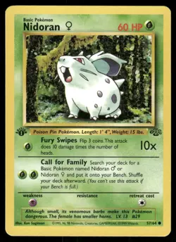 Pokemon Cards Nidoran F 57/64 1ST EDITION Jungle Common NM - Image 1
