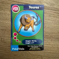 Tauros #128 POKETRIVIA POKEMON THE FIRST MOVIE CARD BURGER KING HP - Image 1