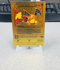 Pokemon Charizard Gold Foil Fan Art Textured Card 1999 #4/102 - Image 1
