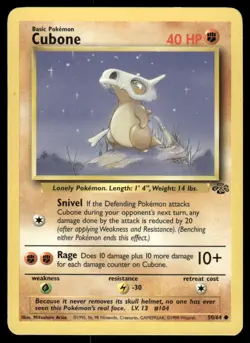 Pokemon Cards Cubone 50/64 UNLIMITED Jungle WOTC Common LP - Image 1