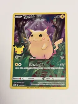 Pikachu 5/25 Pokemon Celebrations 25th Anniversary Base Set Full Art Card NM+ - Image 1