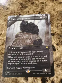 NINE-LIVES FAMILIAR Magic MTG Foundations Borderless - Image 1