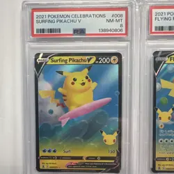 2021 POKEMON CELEBRATIONS #006 FLYING #008 SURFING + FA #005 PIKACHU ALL PSA 8 - Image 3