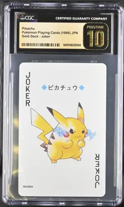 Pokemon Playing Poker Card (1999) Pikachu Gold Deck Joker - Pop 4/Pristine 10!! - Image 1